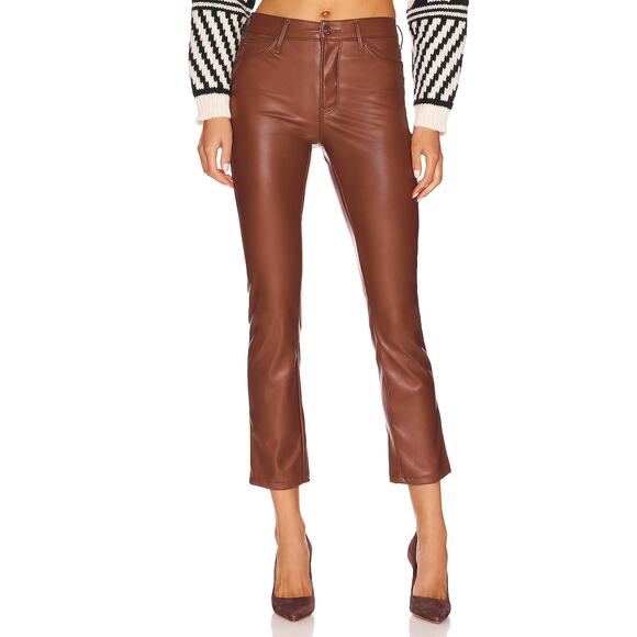 MOTHER The Mid Rise Dazzler Ankle Faux Leather Pant In Friar Brown Size 27 - Picture 3 of 11